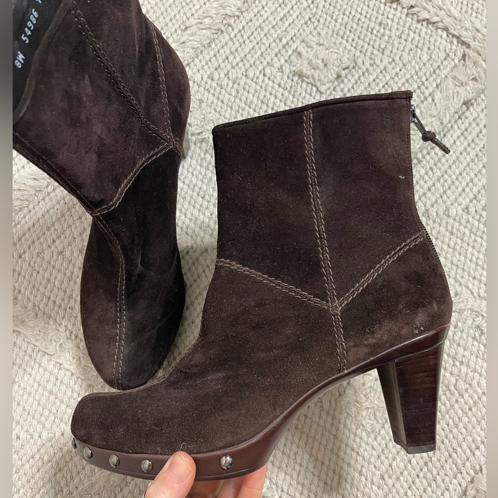 Stuart Weitzman Dark Brown Suede Heeled Boots like new!